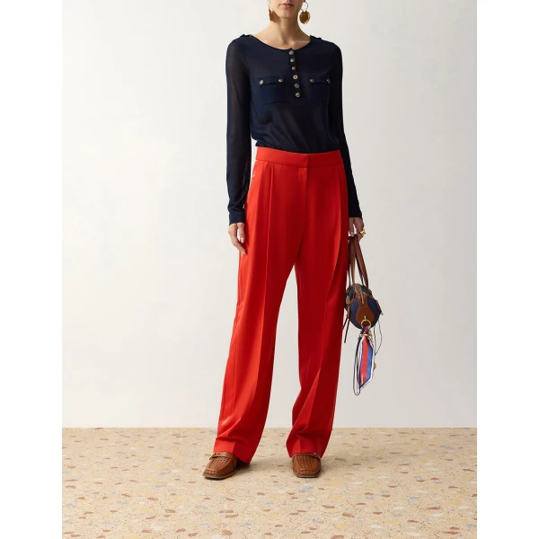 Zimmermann Clash Tuxedo Straight Pant in Red | Pants | Coveti, view 2