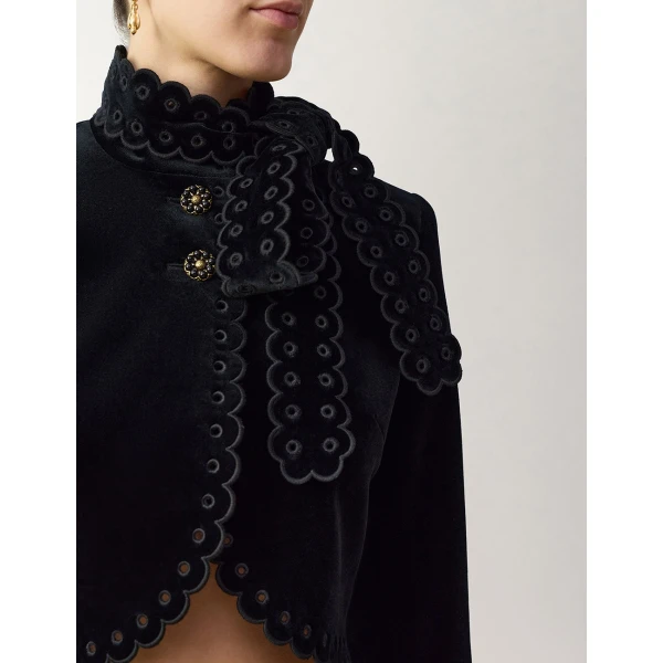 Zimmermann Clash Velvet Cropped Jacket in Black | Jackets | Coveti, view 5