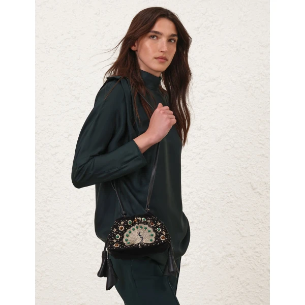 Zimmermann Cloud 91 Small Peacock Clutch in Black, view 2