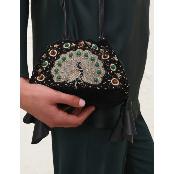 Zimmermann Cloud 91 Small Peacock Clutch in Black, view 6