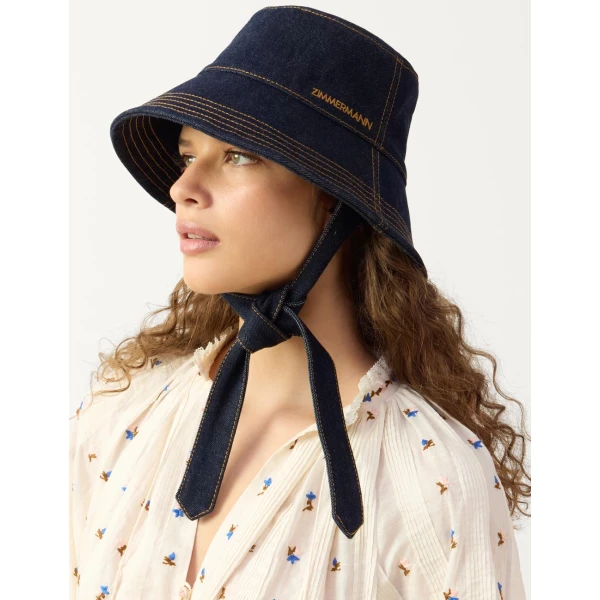 Zimmermann Denim Bucket Hat in Blue, view 4