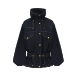 Zimmermann Denim Drawstring Bomber Jacket in Blue | Jackets | Coveti