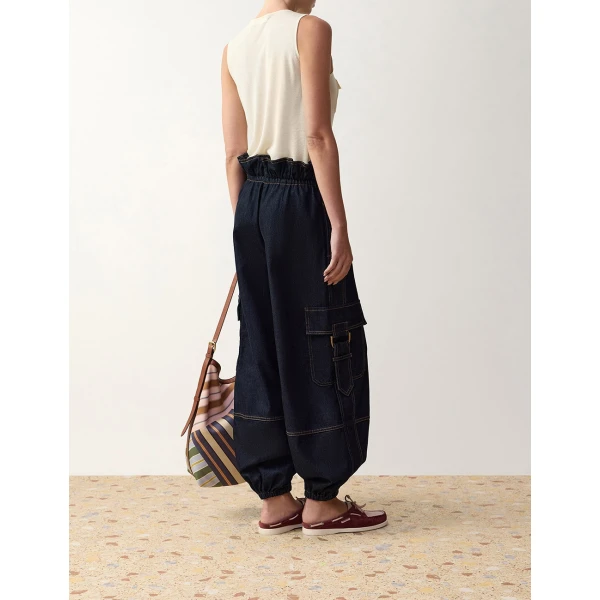 Zimmermann Denim Drawstring Cargo Pant in Blue | Denim | Coveti, view 4