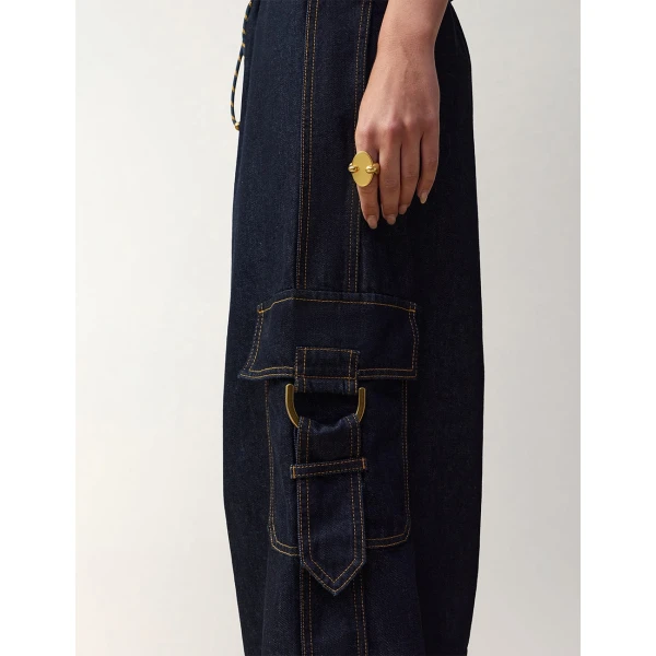 Zimmermann Denim Drawstring Cargo Pant in Blue | Denim | Coveti, view 5