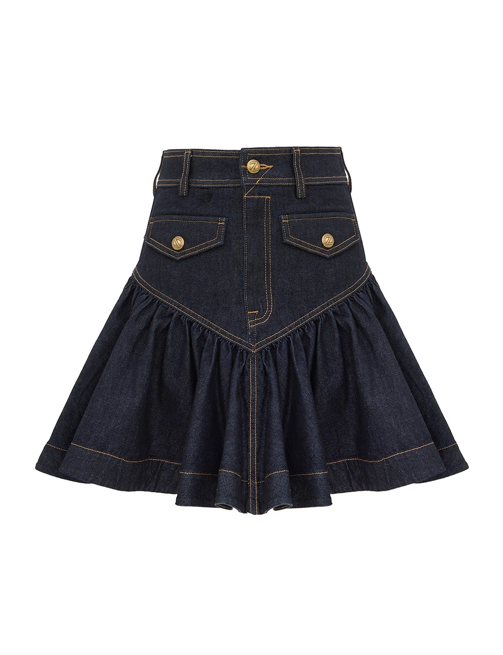 Zimmermann Denim Frill Mini Skirt | Ready to Wear Collection Coveti Zimmermann Denim Frill Mini Skirt