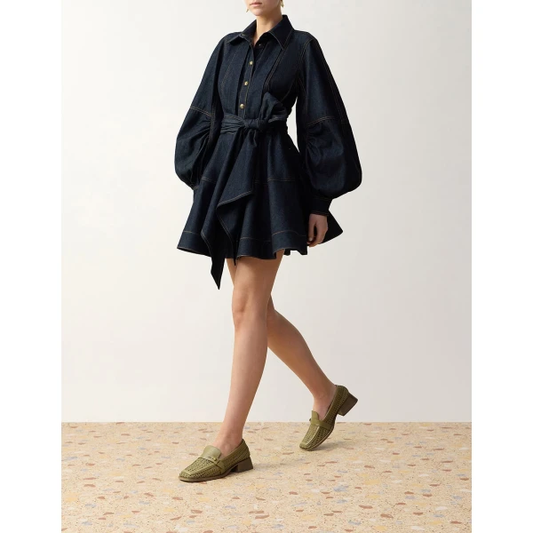 Zimmermann Denim Sash Mini Dress in Blue | Mini Dresses | Coveti, view 3
