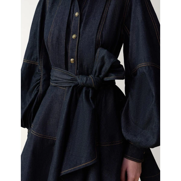Zimmermann Denim Sash Mini Dress in Blue | Mini Dresses | Coveti, view 5
