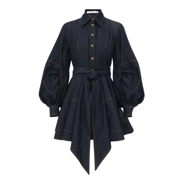 Denim Sash Mini Dress