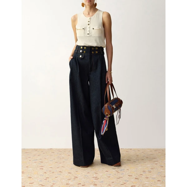 Zimmermann Denim Tailored Pant in Blue | Denim | Coveti, view 2