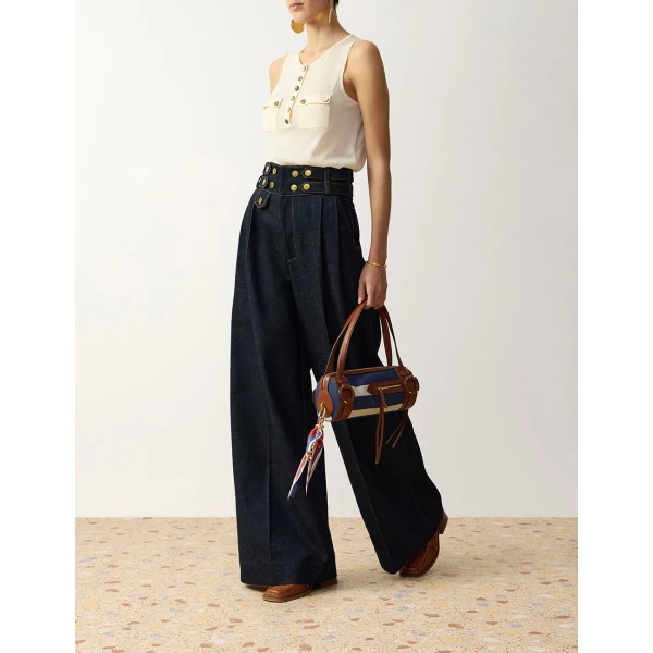 Zimmermann Denim Tailored Pant in Blue | Denim | Coveti, view 3
