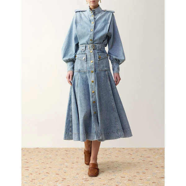 Zimmermann Denim Utility Midi Skirt in Blue | Denim Skirts | Coveti, view 2