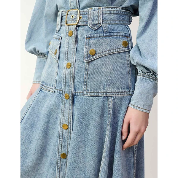 Zimmermann Denim Utility Midi Skirt in Blue | Denim Skirts | Coveti, view 5
