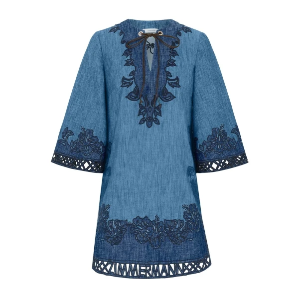 Echo Denim Applique Mini Dress