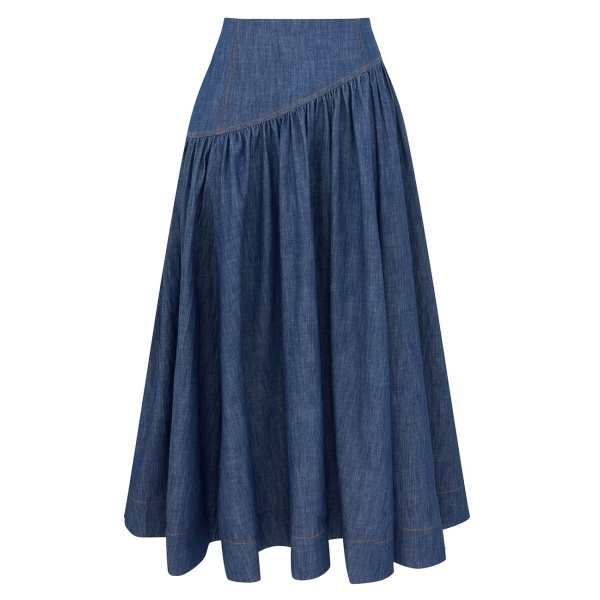 Zimmermann Echo Denim Midi Skirt