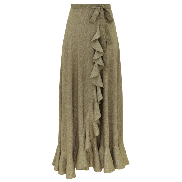 Zimmermann Echo Metallic Frill Midi Skirt