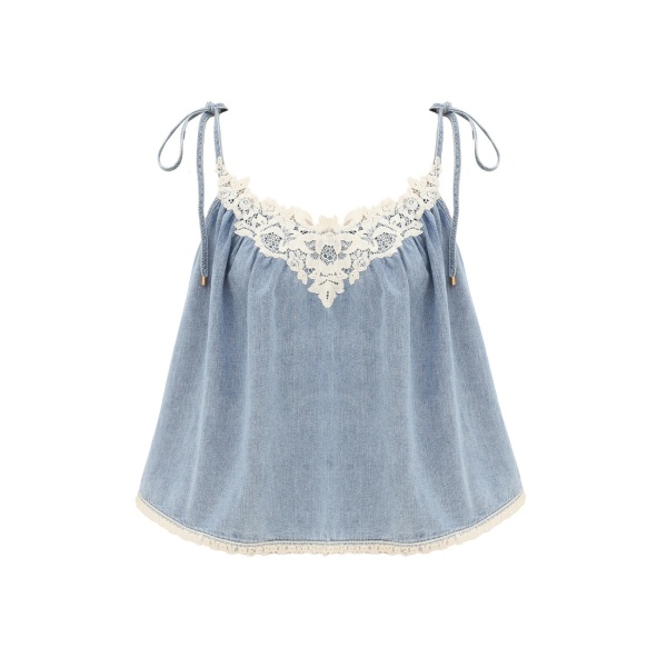 Zimmermann Fairlight Denim Lace Cami