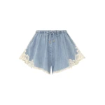 Zimmermann Fairlight Denim Lace Short