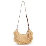 Zimmermann Goldentime Fringe Shoulder Bag in Beige | Shoulder & Crossbody Bags | Coveti
