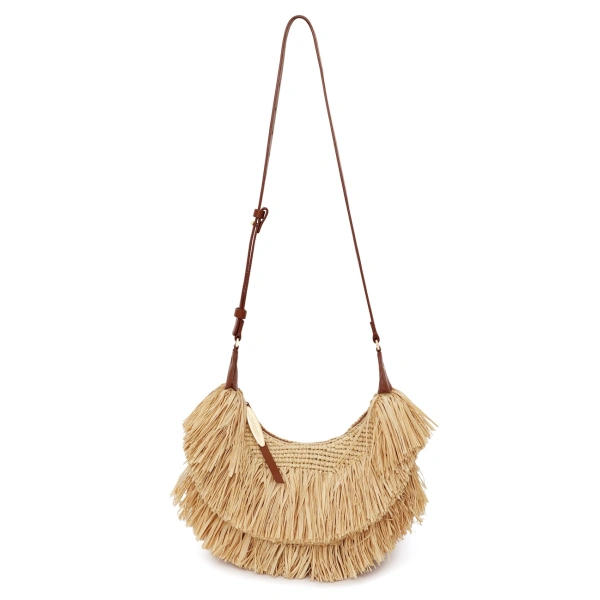 Zimmermann Goldentime Fringe Shoulder Bag in Beige | Shoulder & Crossbody Bags | Coveti, view 3