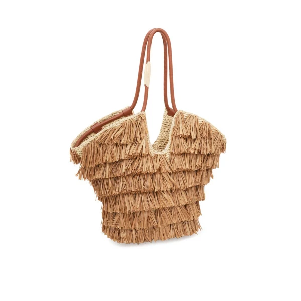 Zimmermann Goldentime Medium Fringe Tote in Beige, view 3