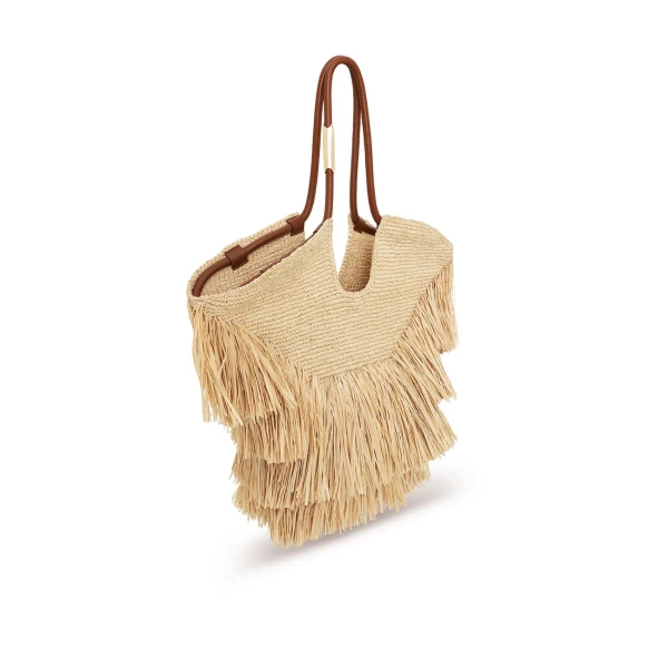 Zimmermann Goldentime Medium Fringe Tote in Beige, view 5