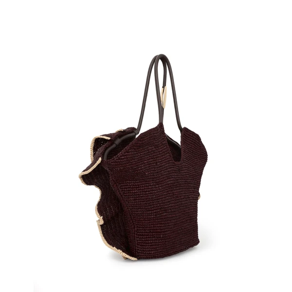 Zimmermann Goldentime Medium Ruffle Tote in Brown, view 5