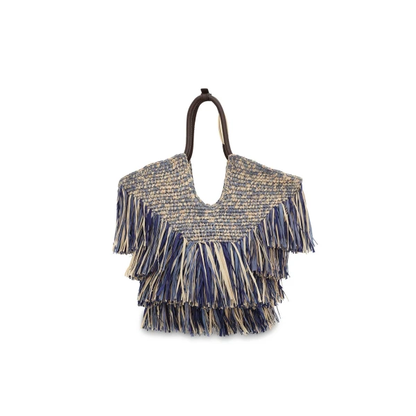 Zimmermann Goldentime Small Fringe Tote in Blue, view 5
