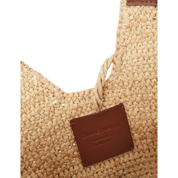 Zimmermann Goldentime Small Fringe Tote in Beige, view 6