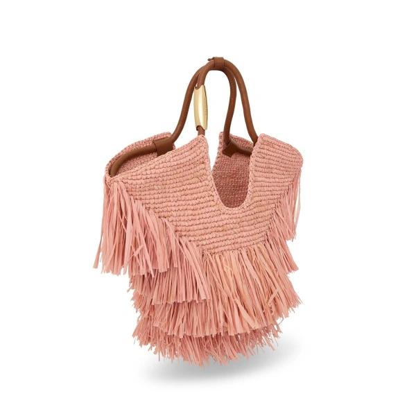 Zimmermann Goldentime Small Fringe Tote in Pink | Totes & Top-Handle Bags | Coveti, view 3