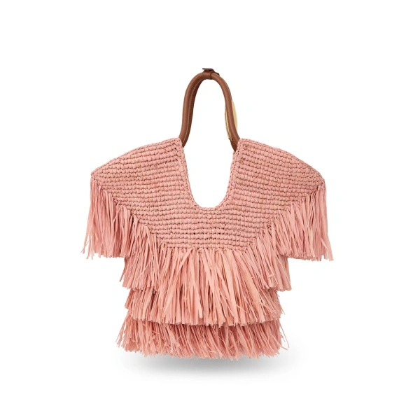 Zimmermann Goldentime Small Fringe Tote in Pink | Totes & Top-Handle Bags | Coveti, view 4
