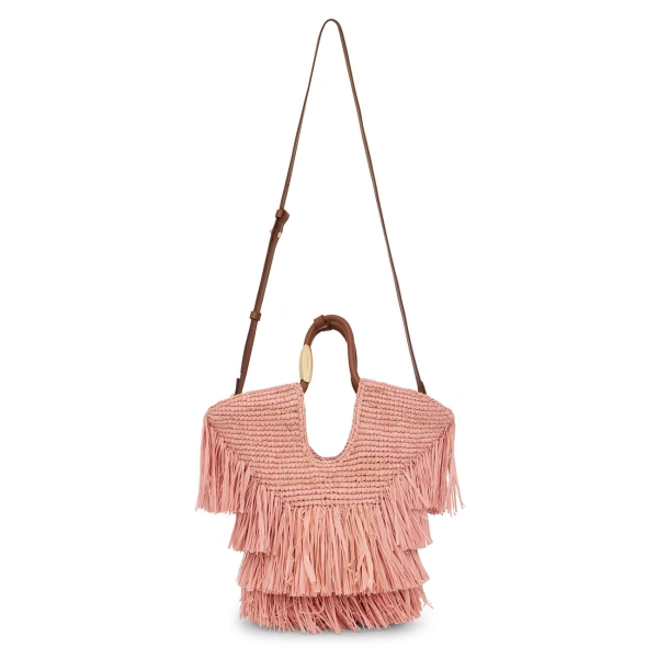 Zimmermann Goldentime Small Fringe Tote in Pink | Totes & Top-Handle Bags | Coveti, view 6