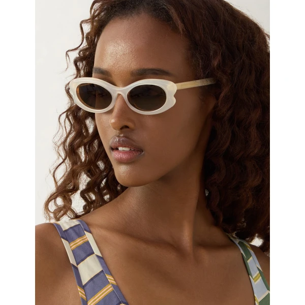 Zimmermann Goldie Oval in Ivory | Sunglasses | Coveti, view 2