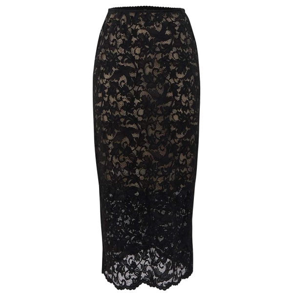 Lace Pencil Midi Skirt
