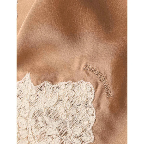 Zimmermann Lace Silk Stole in Pink, view 5