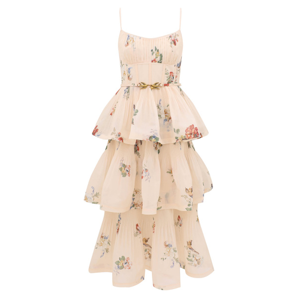 Pleated Tiered Midi Dress