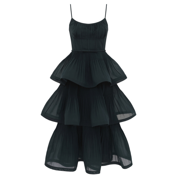 Pleated Tiered Midi Dress
