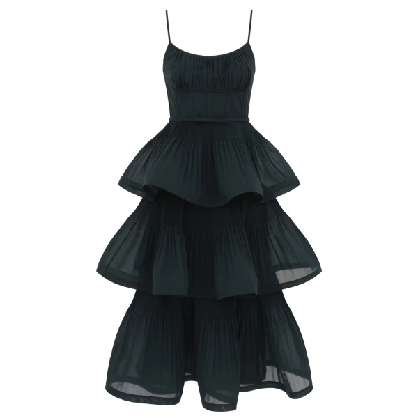 Pleated Tiered Midi Dress
