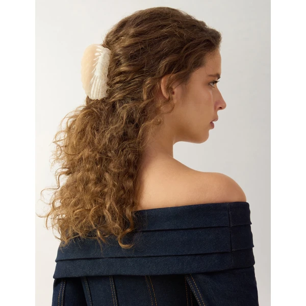 Zimmermann Plume Hair Clasp in Ivory, view 2