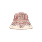 Zimmermann Printed Long Brim Bucket Hat in Multicolour | Hats | Coveti