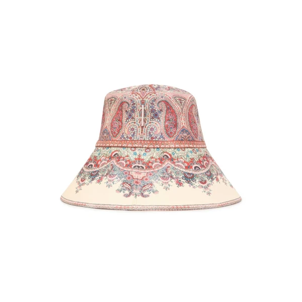 Zimmermann Printed Long Brim Bucket Hat in Multicolour | Hats | Coveti, view 3