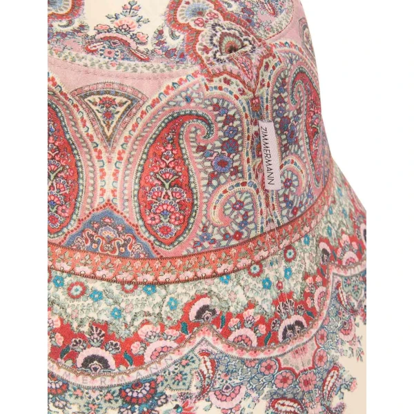 Zimmermann Printed Long Brim Bucket Hat in Multicolour | Hats | Coveti, view 6