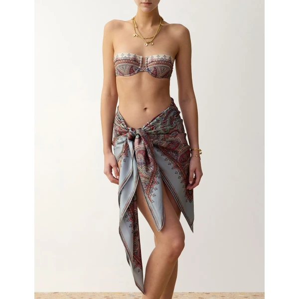 Zimmermann Printed Silk Maxi Square in Multicolour, view 2