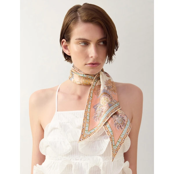 Zimmermann Printed Silk Neck Scarf in Multicolour, view 2
