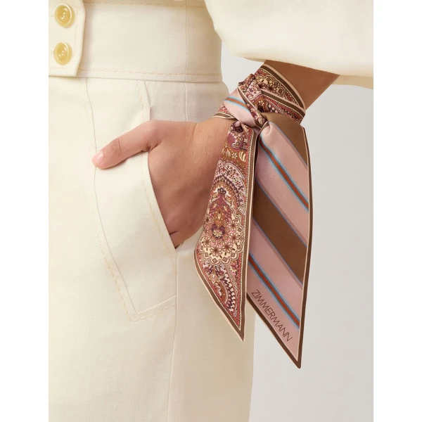Zimmermann Printed Silk Ribbon Scarf in Multicolour, view 5