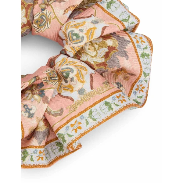 Zimmermann Printed Silk Scrunchie in Multicolour, view 4