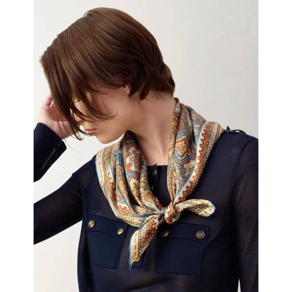 Zimmermann Printed Silk Square 70 in Multicolour, view 4