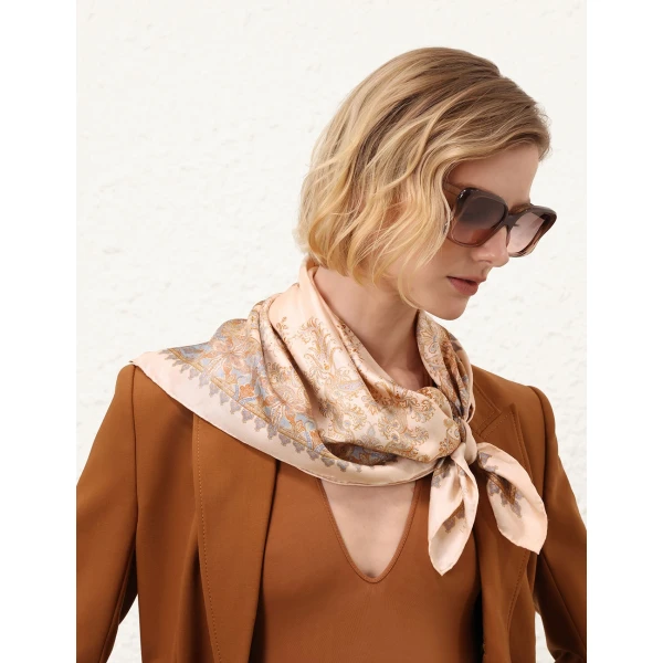 Zimmermann Printed Silk Square 70 in Multicolour, view 6