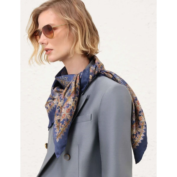 Zimmermann Printed Silk Square 90 in Blue, view 2