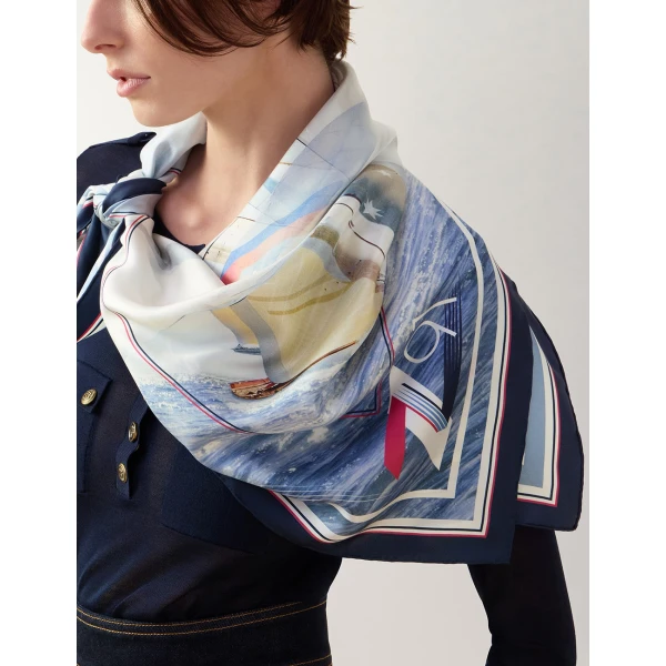 Zimmermann Printed Silk Square 90 in Multicolour, view 6