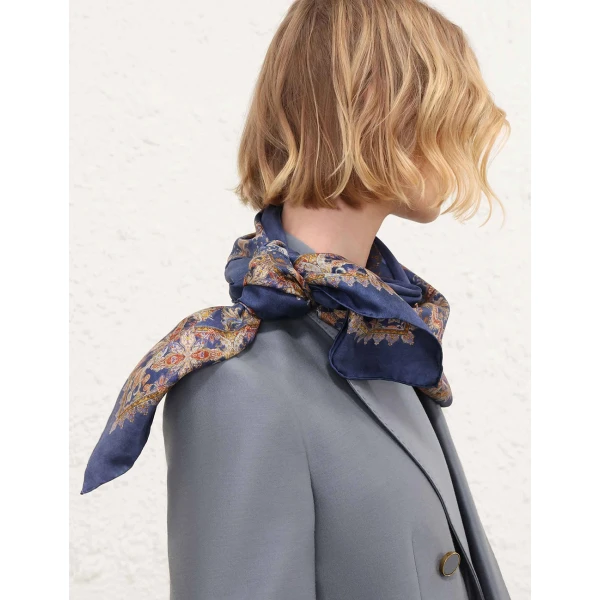 Zimmermann Printed Silk Square 90 in Blue, view 6